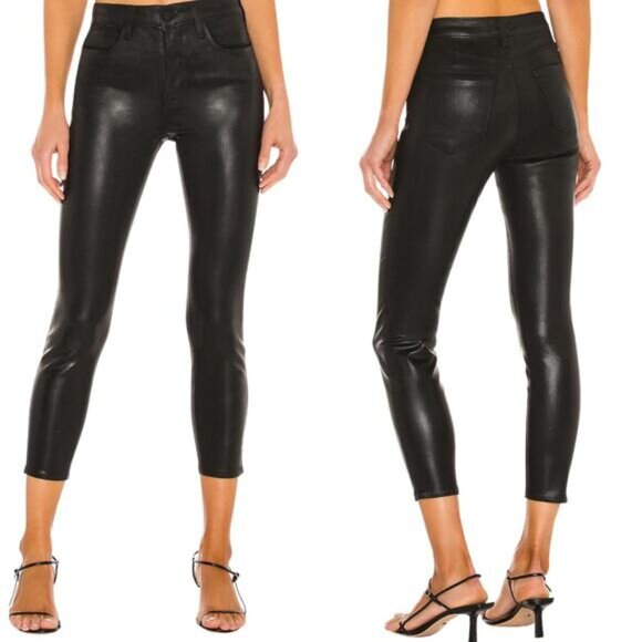 NEW L´AGENCE Margot Skinny High Rise Coated Crop...